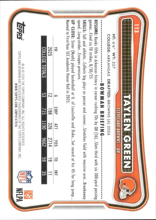 Taylen Green card back