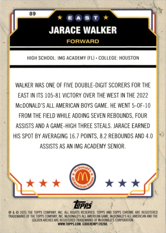 Jarace Walker card back