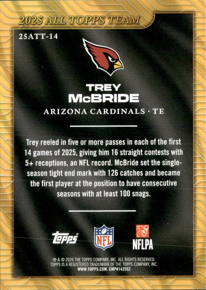 Trey McBride card back