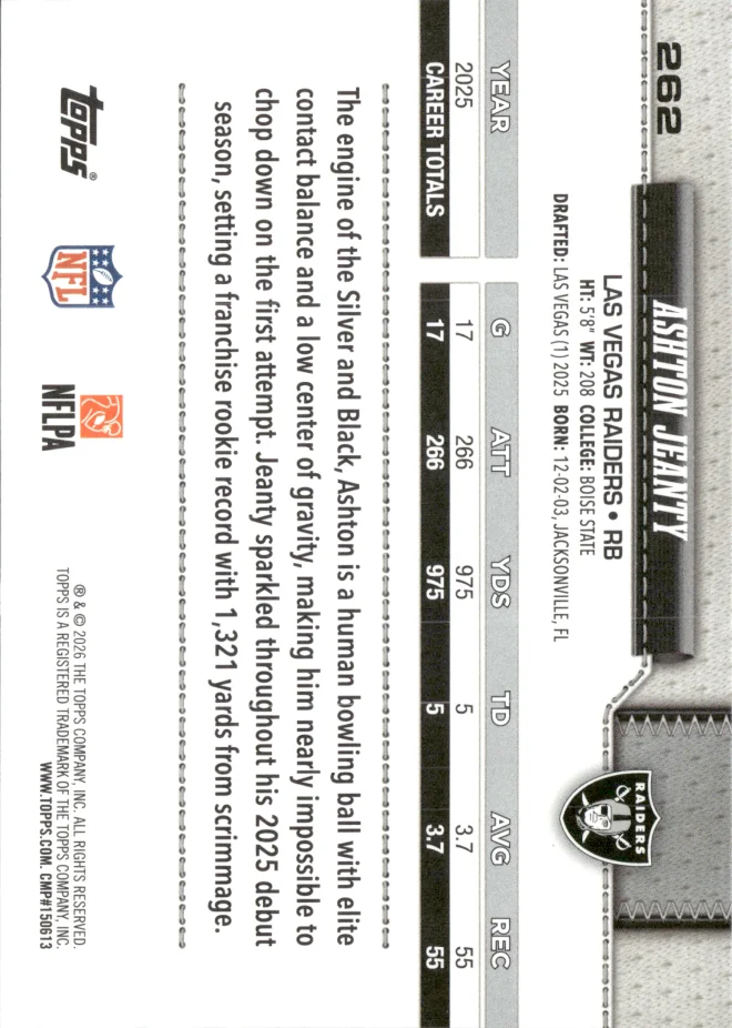 Ashton Jeanty card back
