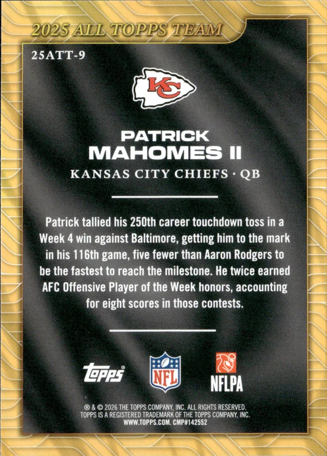 Patrick Mahomes II card back