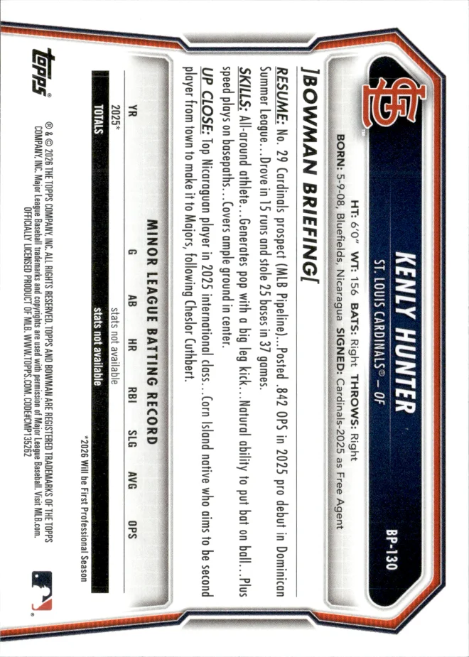 Kenly Hunter card back