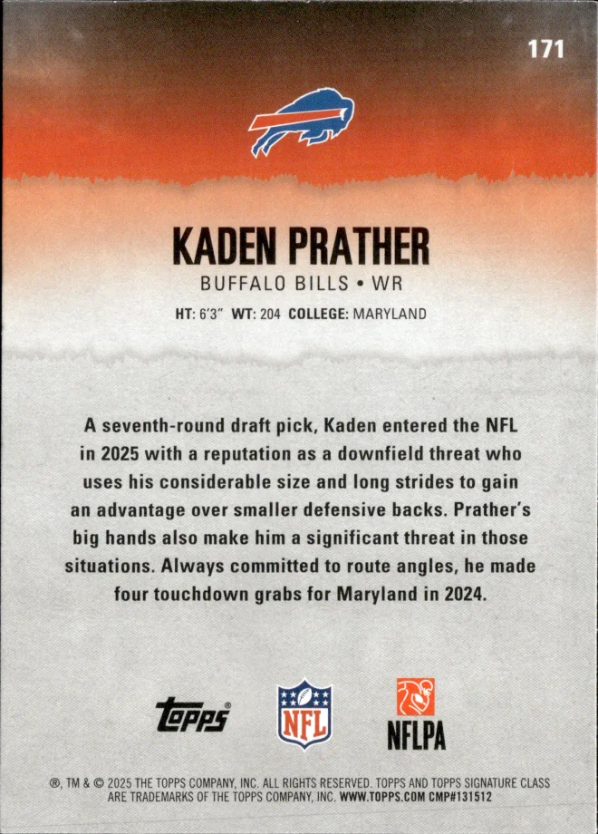 Kaden Prather card back