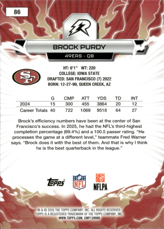 Brock Purdy card back