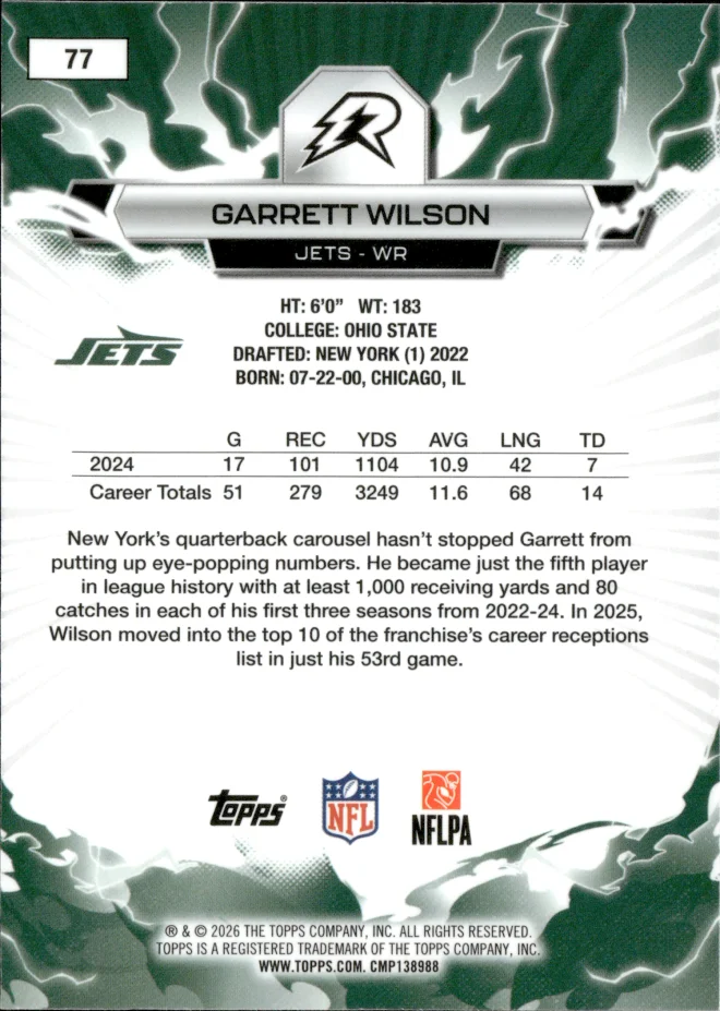 Garrett Wilson card back
