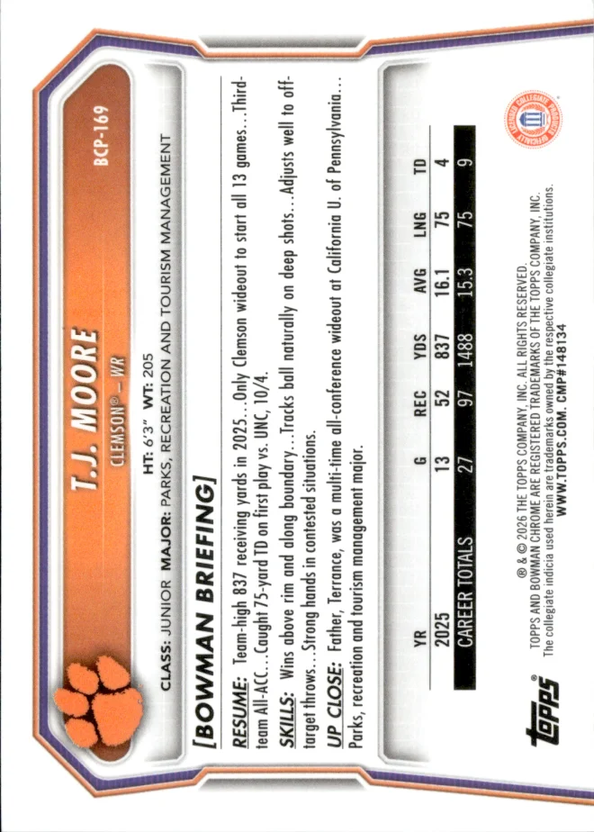 T.J. Moore card back