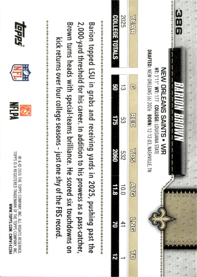Barion Brown card back