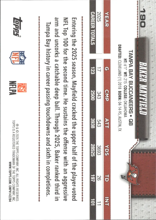 Baker Mayfield card back