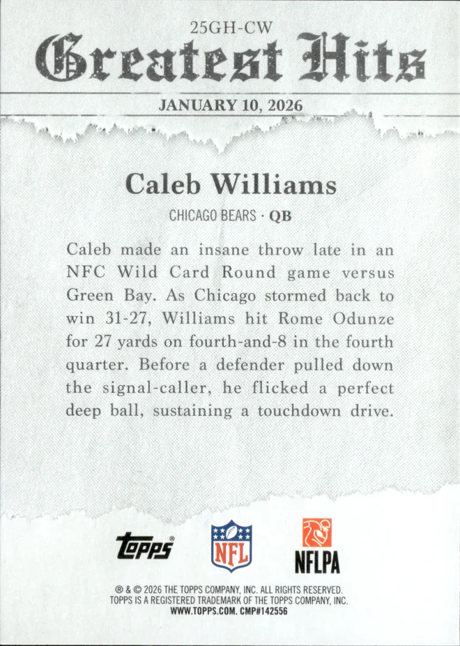 Caleb Williams card back