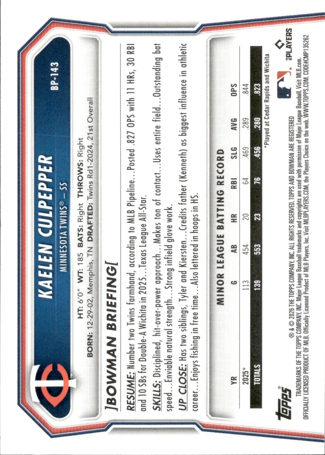 Kaelen Culpepper card back