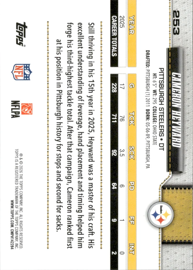 Cameron Heyward card back