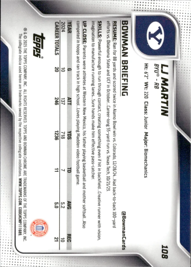 LJ Martin card back