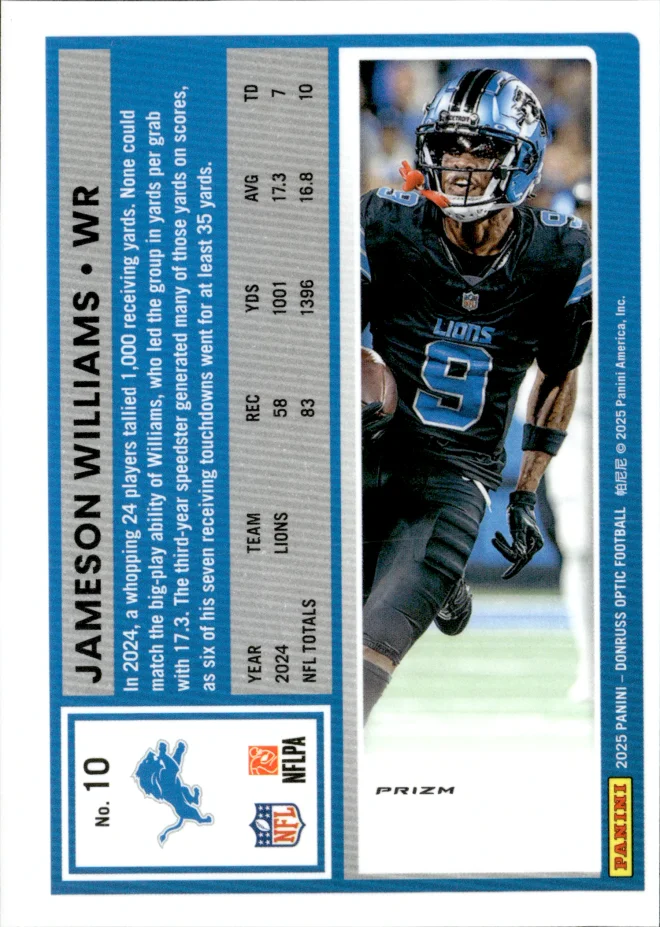 Jameson Williams card back