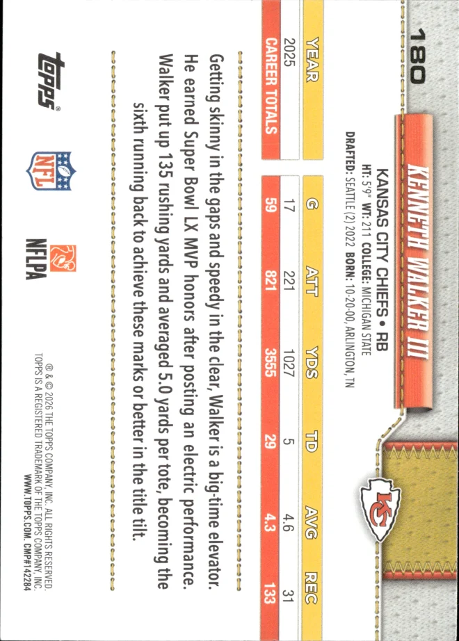 Kenneth Walker III card back
