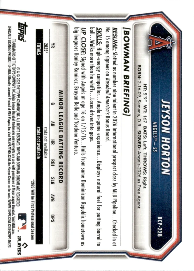 Jeyson Horton card back