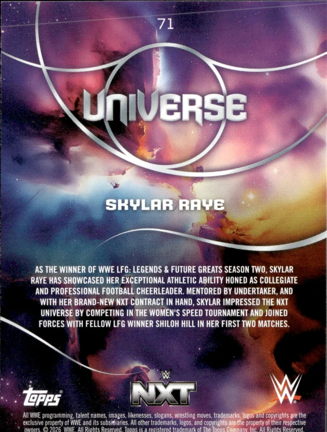 Skylar Raye card back