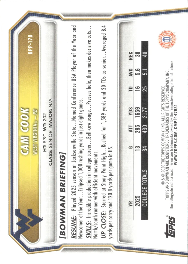 Cam Cook card back