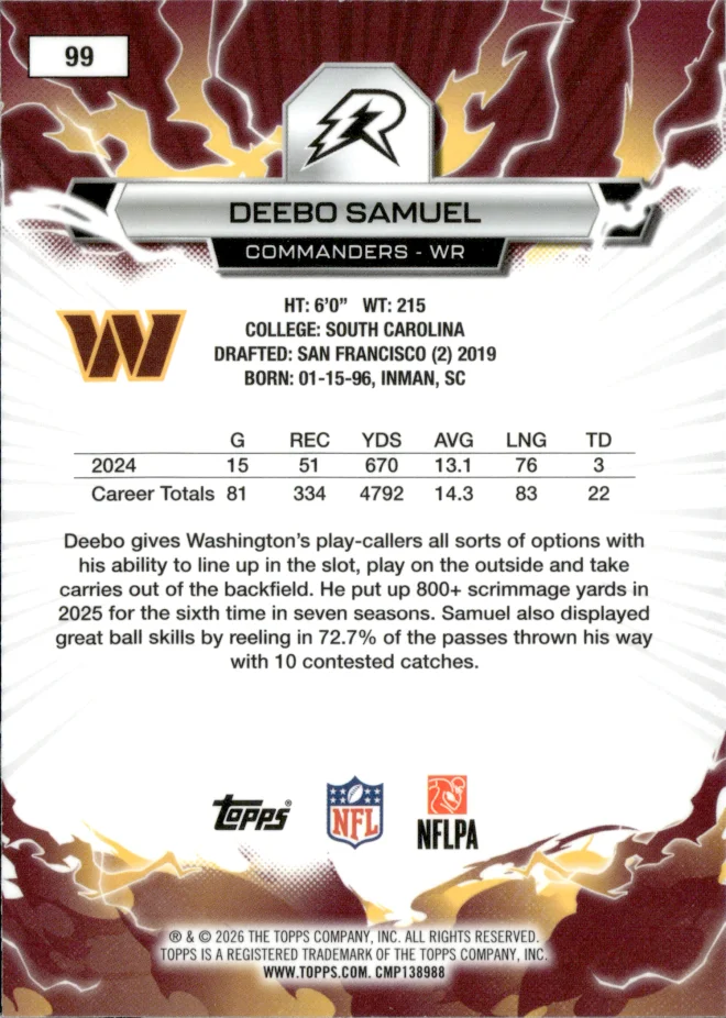 Deebo Samuel card back