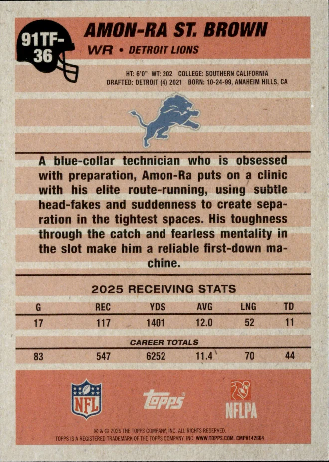 Amon-Ra St. Brown card back