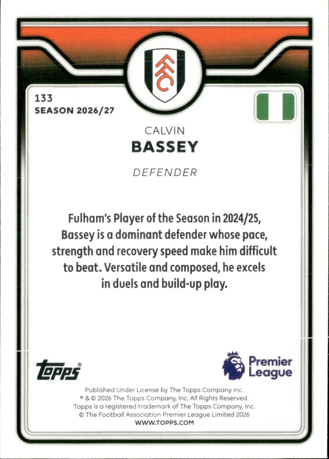 Calvin Bassey card back