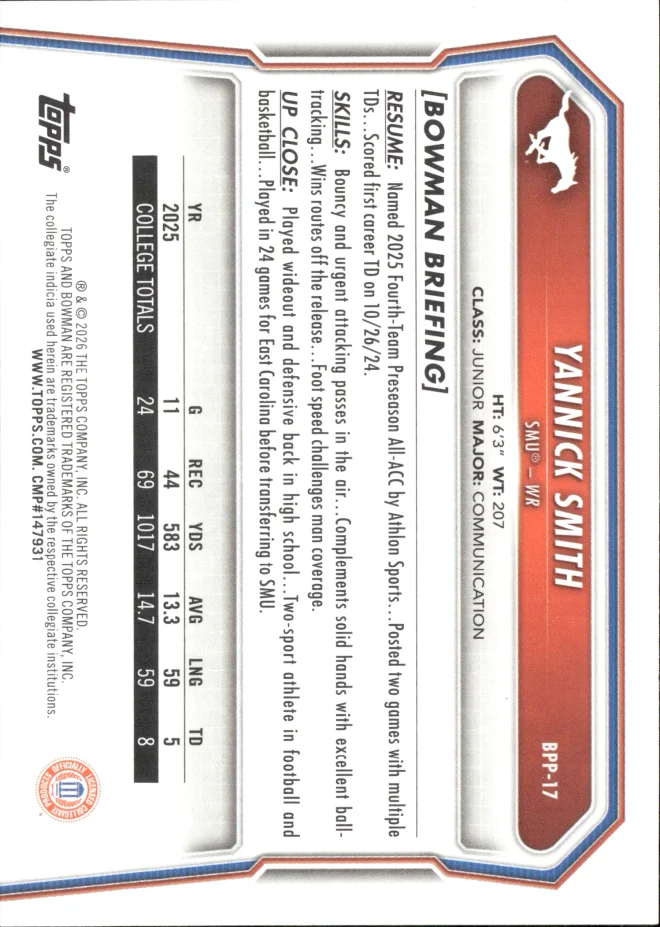 Yannick Smith card back