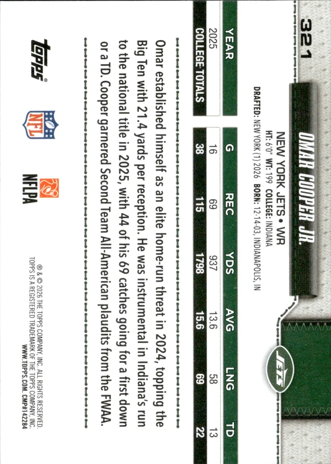Omar Cooper Jr. card back