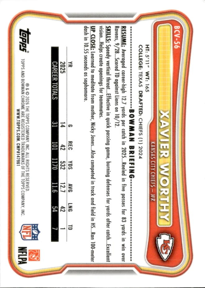 Xavier Worthy card back
