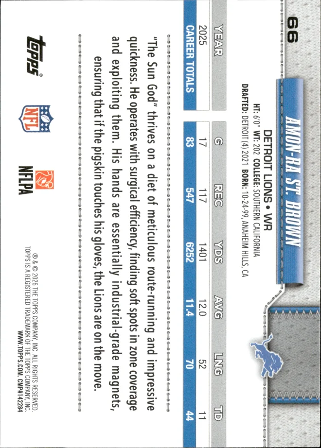 Amon-Ra St. Brown card back