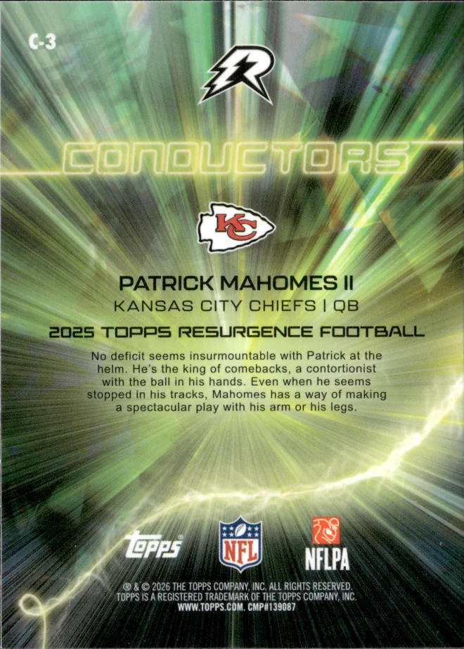 Patrick Mahomes II card back