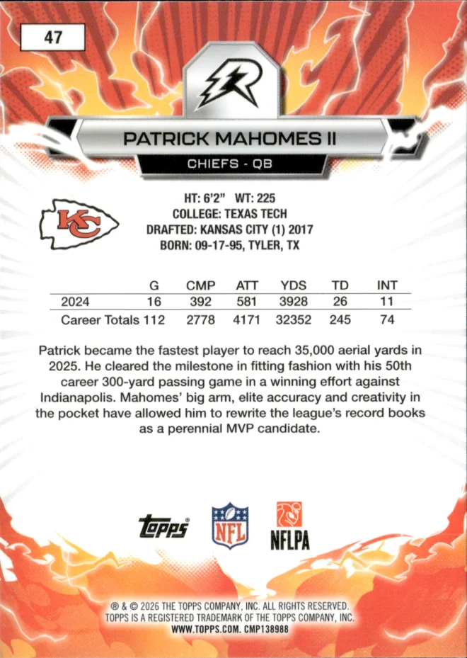 Patrick Mahomes II card back