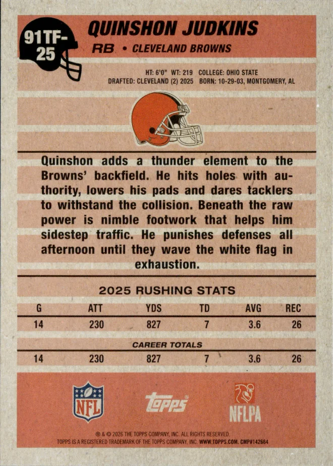 Quinshon Judkins card back