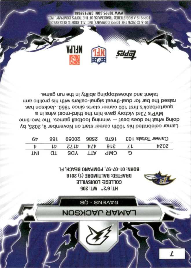 Lamar Jackson card back