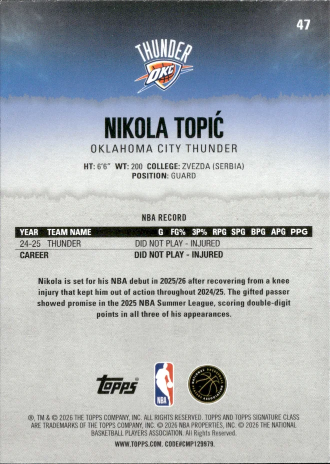 Nikola Topić card back