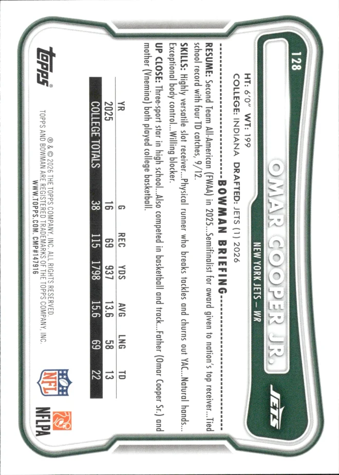 Omar Cooper Jr. card back