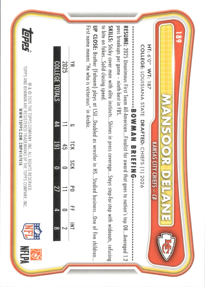 Mansoor Delane card back