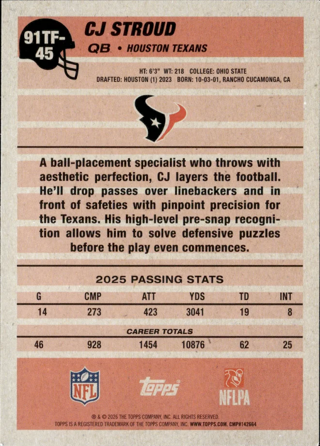 CJ Stroud card back