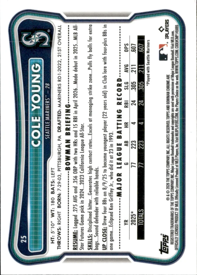 Cole Young card back