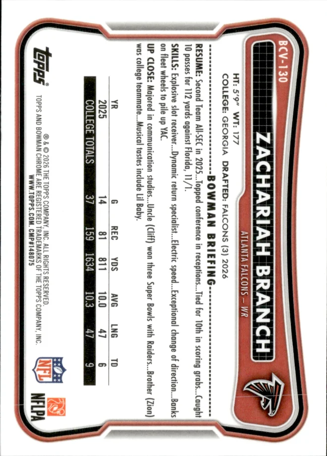 Zachariah Branch card back
