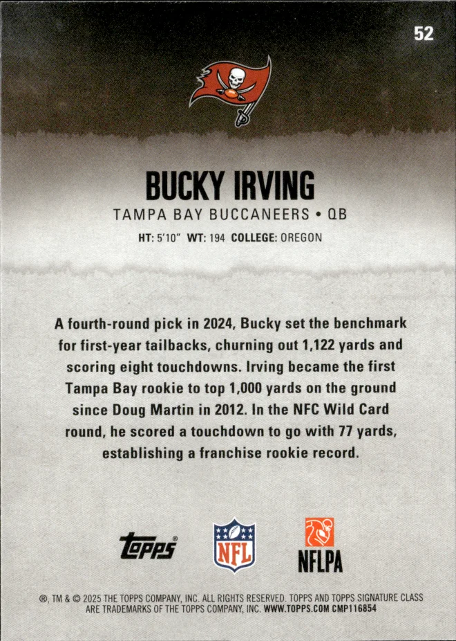 Bucky Irving card back