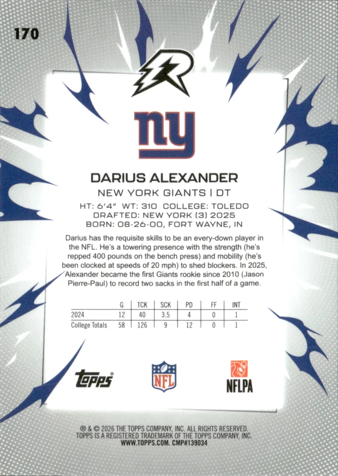 Darius Alexander card back
