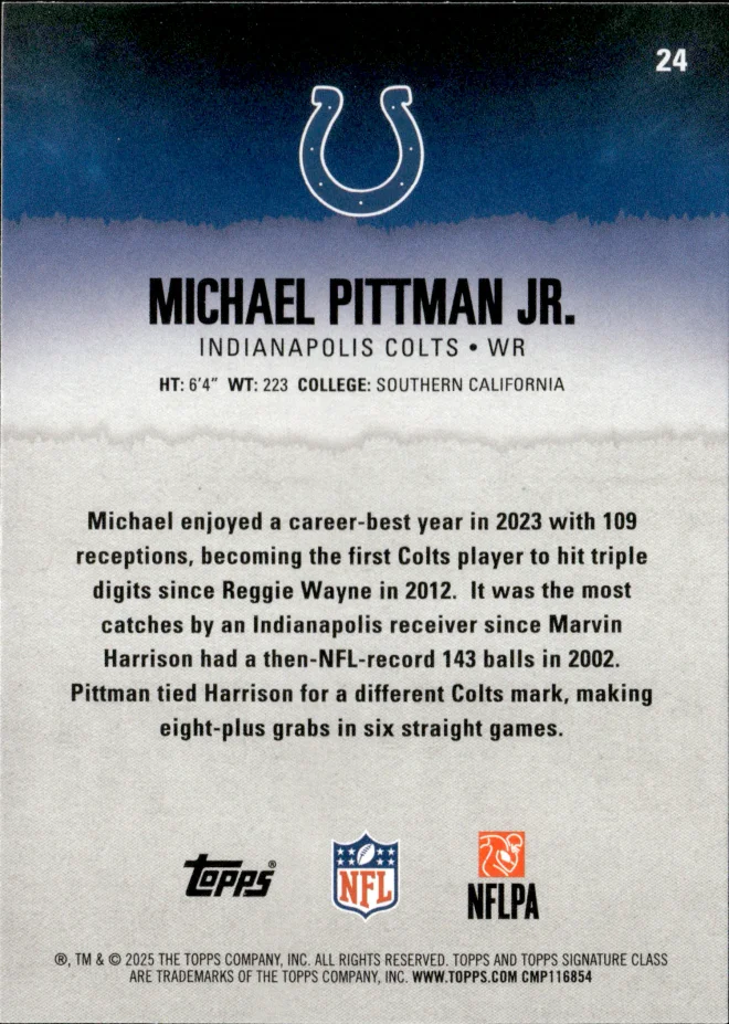 Michael Pittman Jr. card back