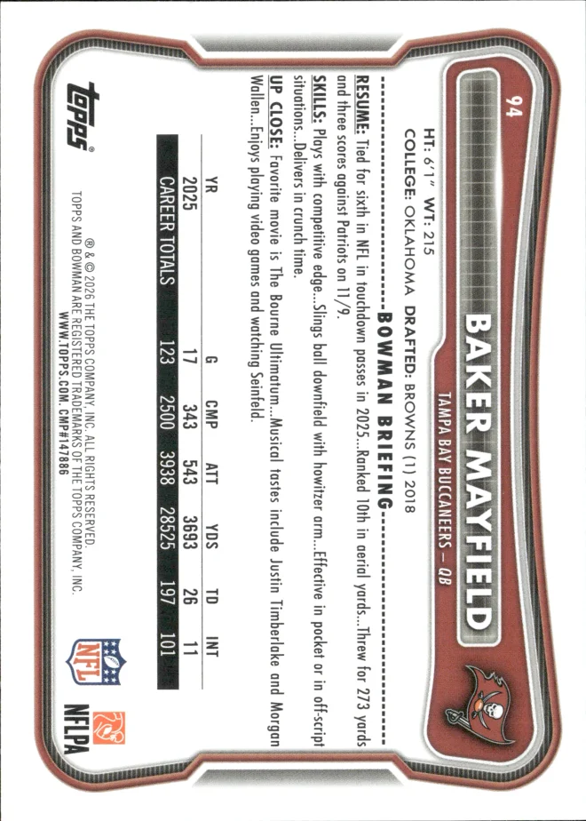 Baker Mayfield card back