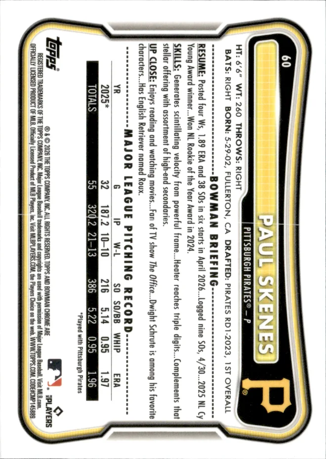 Paul Skenes card back