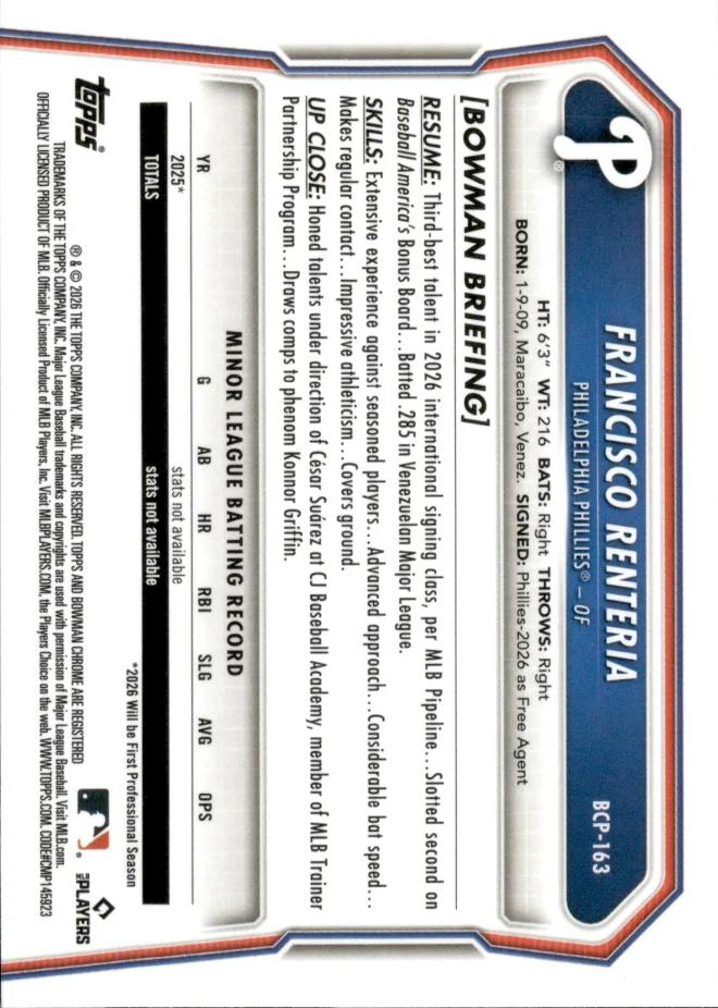 Francisco Renteria card back