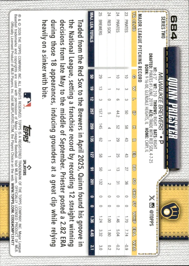 Quinn Priester card back