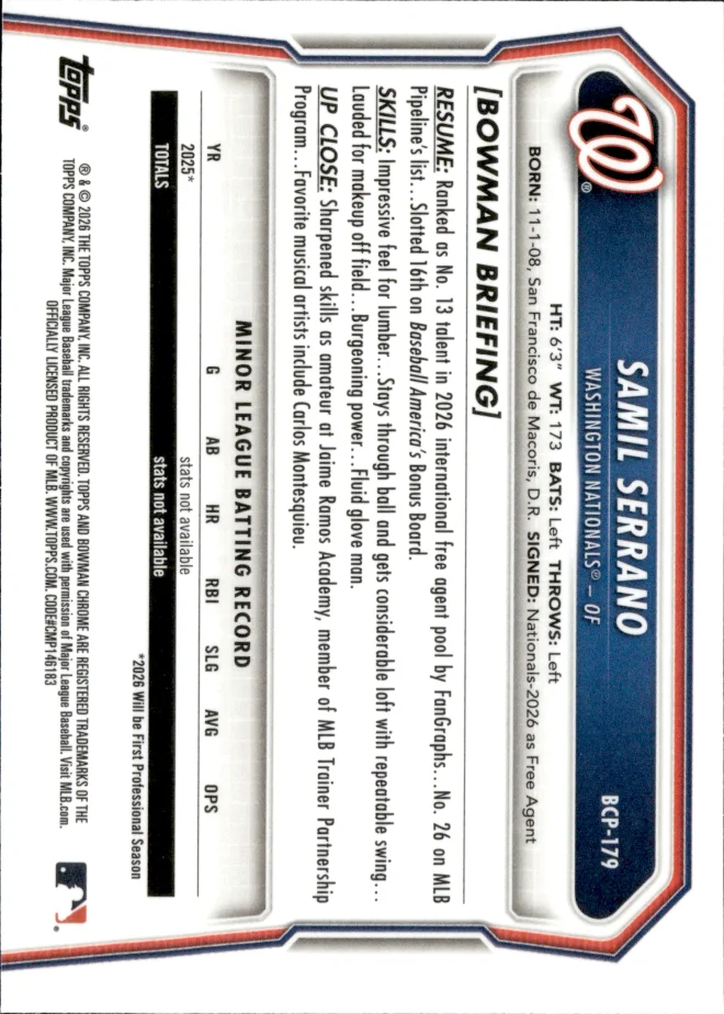 Samil Serrano card back