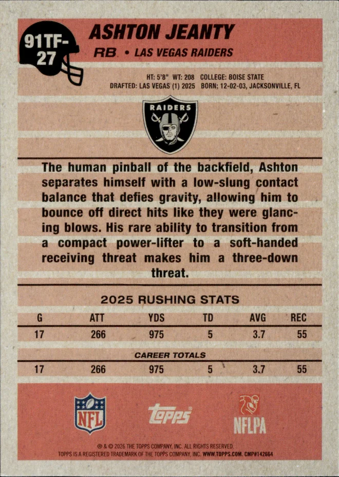 Ashton Jeanty card back