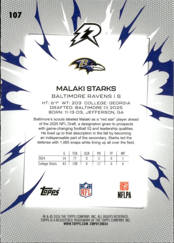 Malaki Starks card back