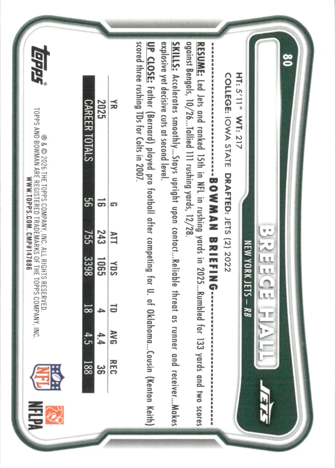Breece Hall card back