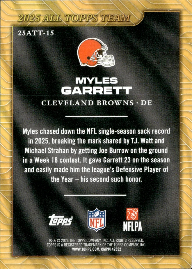 Myles Garrett card back